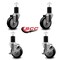 Service Caster 4'' Black Poly Wheel Swivel 1-3/4'' Expanding Stem Caster Set 2 Brakes, 4PK SCC-EX20S414-PPUB-BLK-2-TLB-2-134 - alternate 2